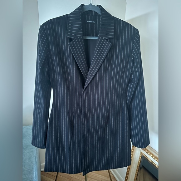 Maniere De Voir Pinstripe Blazer Dress with Reversible Corset. - Picture 2 of 9